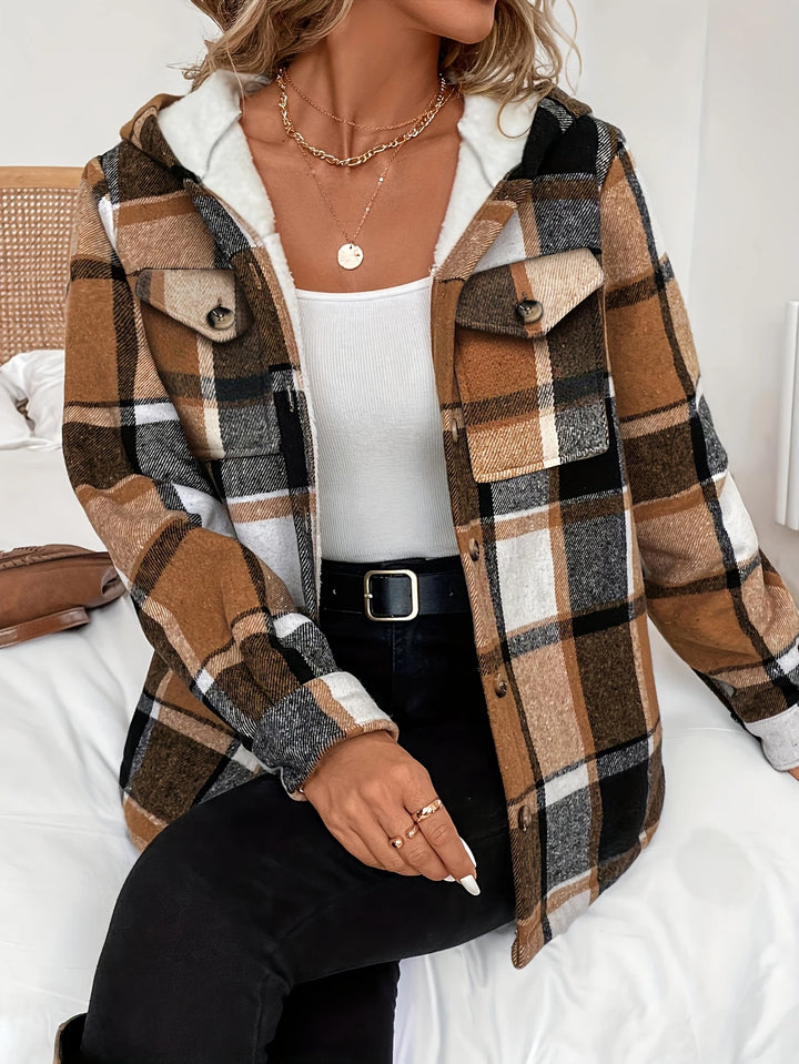 Isabelle -  Casual Plaid Hooded Jacket
