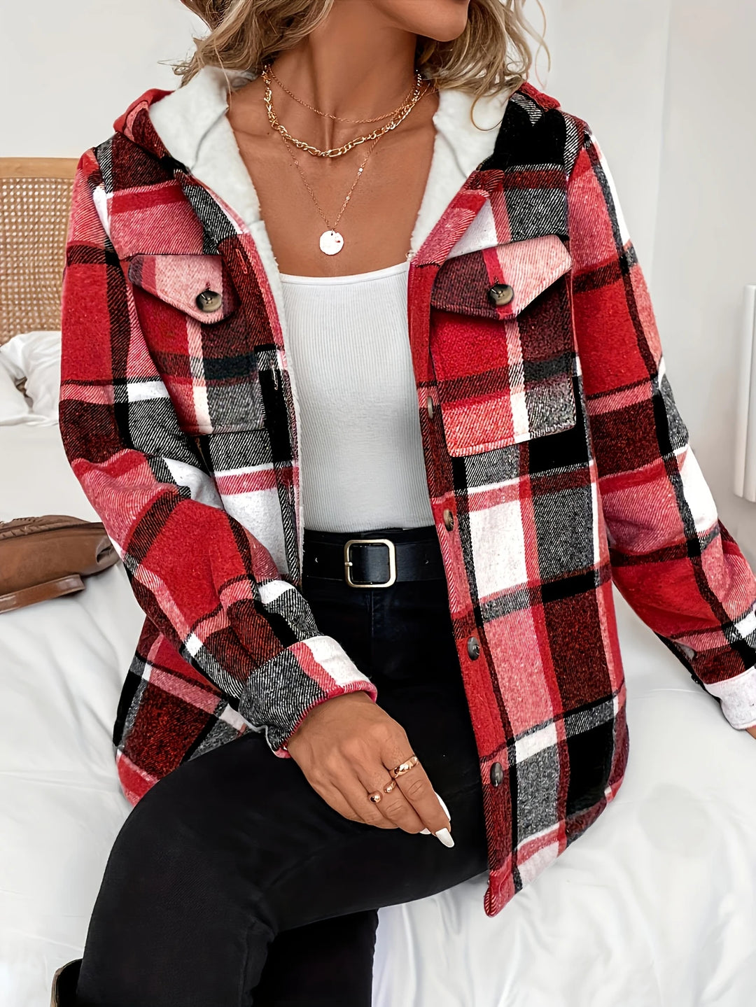Isabelle -  Casual Plaid Hooded Jacket