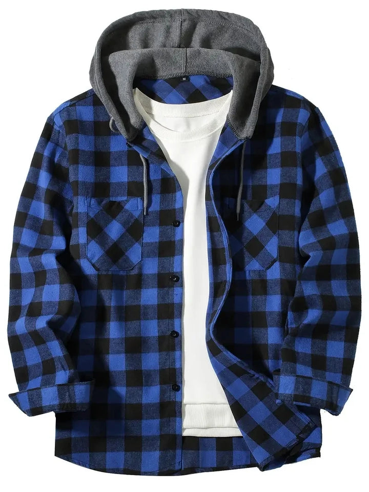 Wyatt - Plaid Hooded Long Sleeve Shirt