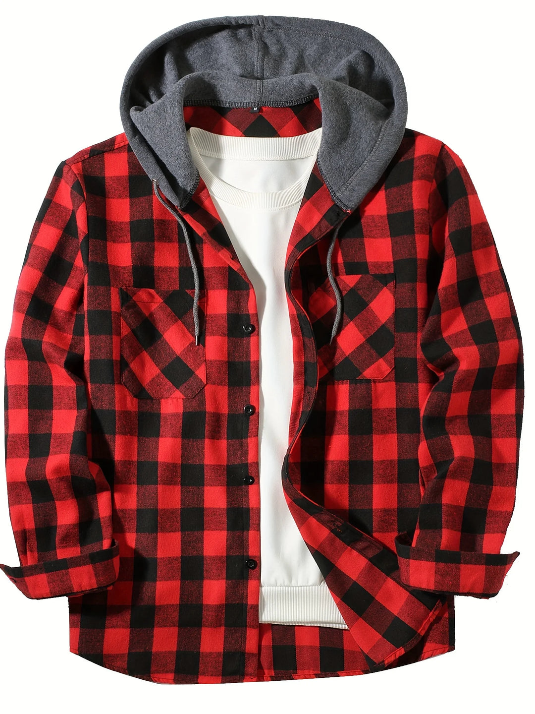 Wyatt - Plaid Hooded Long Sleeve Shirt