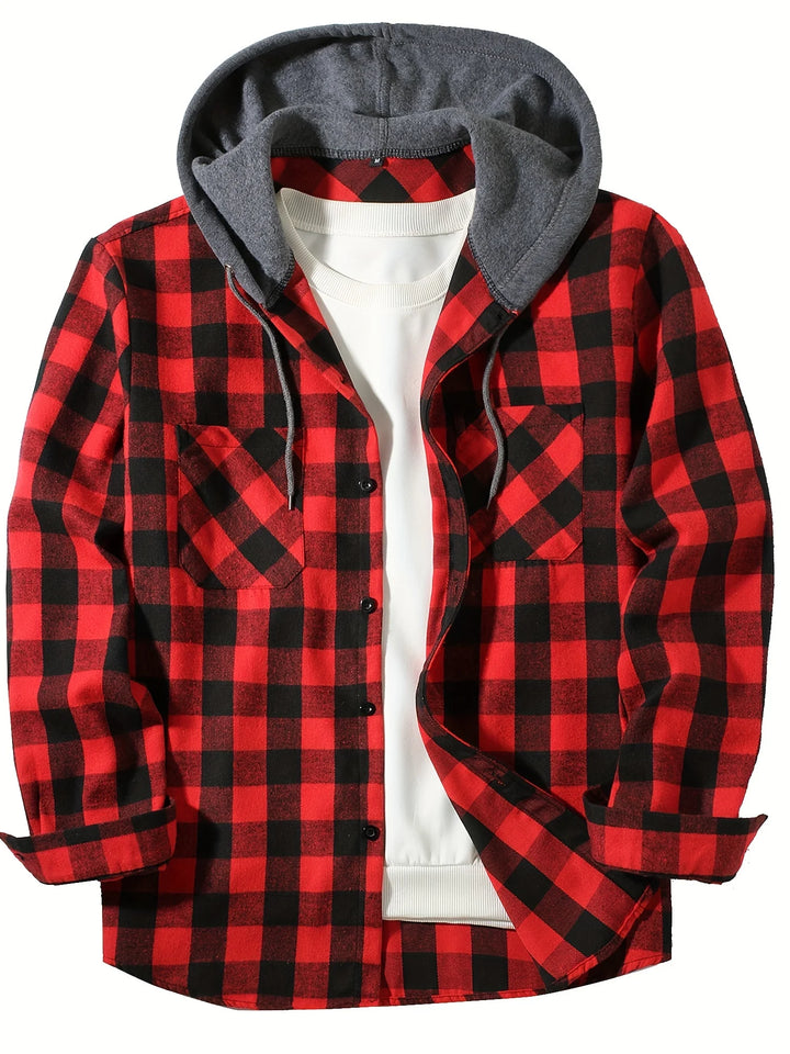 Wyatt - Plaid Hooded Long Sleeve Shirt