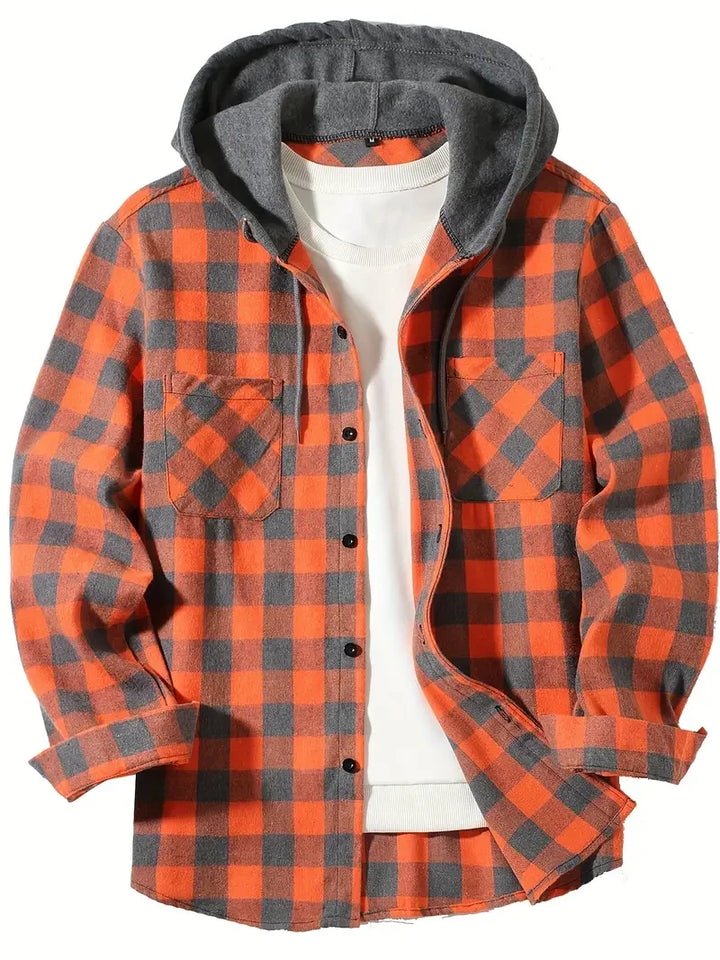 Wyatt - Plaid Hooded Long Sleeve Shirt