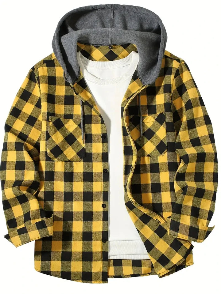 Wyatt - Plaid Hooded Long Sleeve Shirt