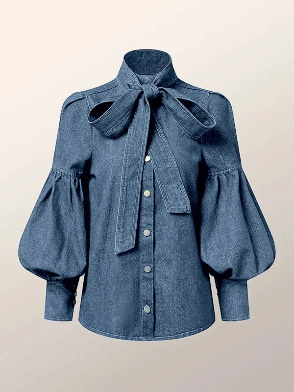 Christy – Puff Denim Blouse