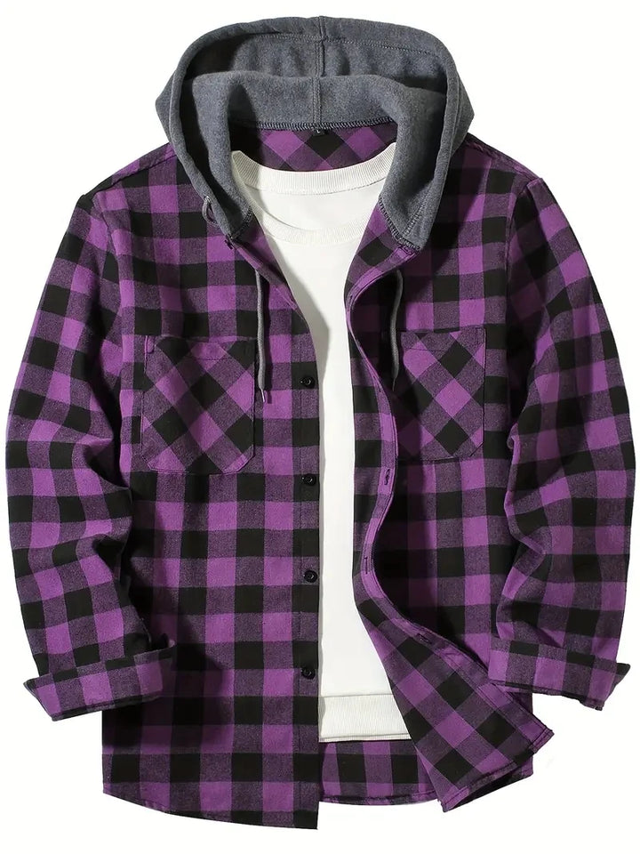 Wyatt - Plaid Hooded Long Sleeve Shirt