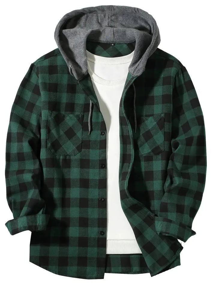 Wyatt - Plaid Hooded Long Sleeve Shirt