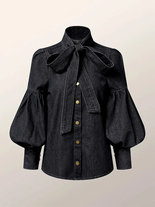 Christy – Puff Denim Blouse